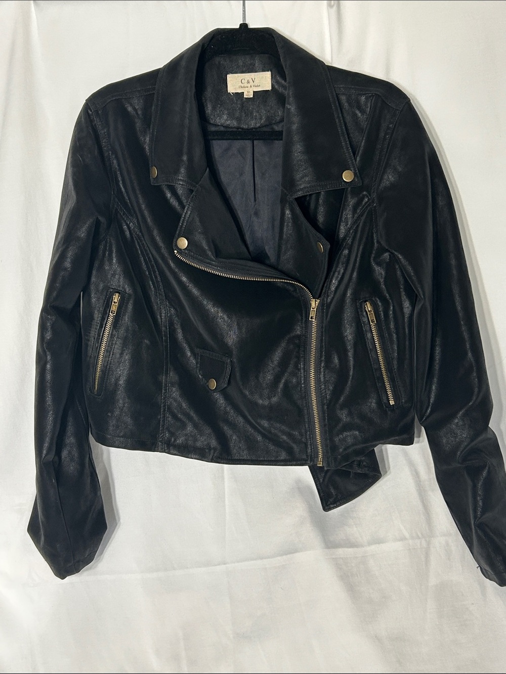 Chelsea & Violet Black Leather Asymmetric Moto Jacket